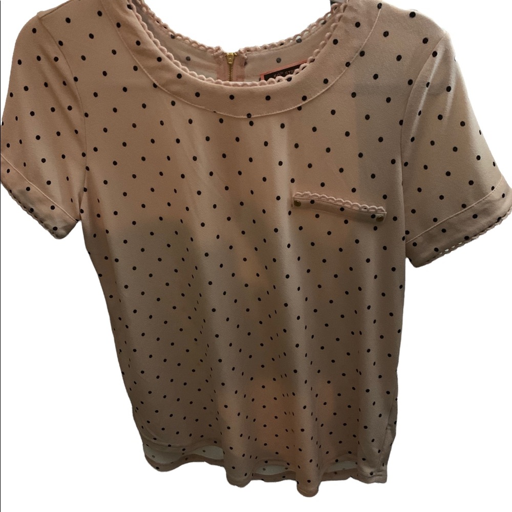 50th Street Pink and Black polka Dot top.NWOT